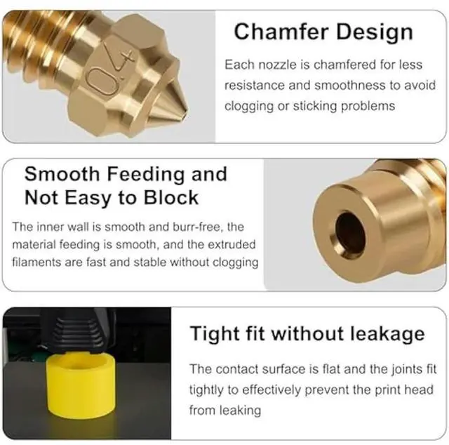 Alt view image 4 of 4 - Nozzles Extruder Hotend Nozzles Kit Brass For Neptune 4Plus/4Max, 0.2Mm/0.4,Mm/0.6Mm/0.8Mm/1.0Mm