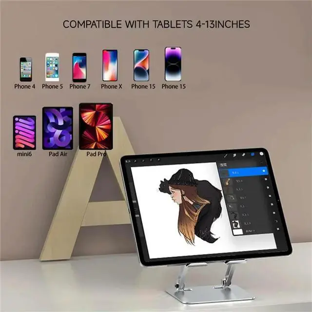 Alt view image 3 of 4 - Ageryu Aluminum Tablet Stand Holder For Desk Dual Rod Support Tablet Holder Adjustable Riser Applicable To 4-12.8Inch