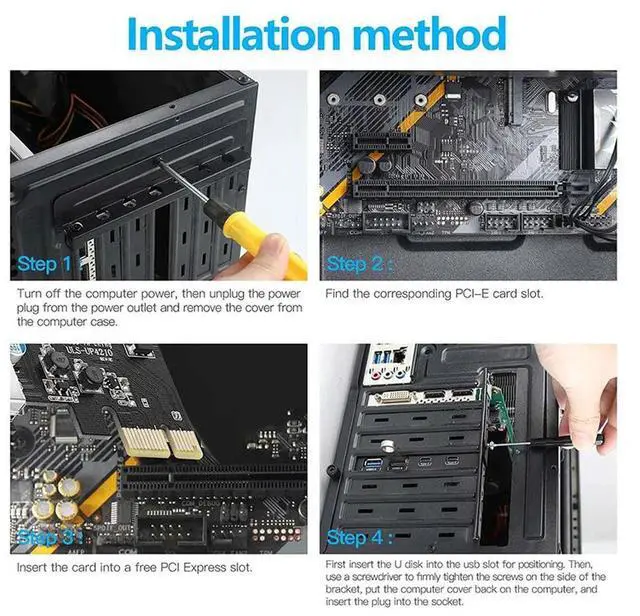 Alt view image 3 of 4 - 4 Ports PCIE To USB 3.0 Expansion Card PCI Express Adapter Card For Desktop PC , Support xp/7/8/10