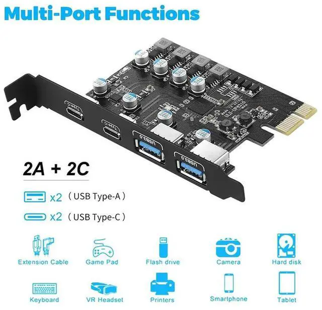 Alt view image 4 of 4 - 4 Ports PCIE To USB 3.0 Expansion Card PCI Express Adapter Card For Desktop PC , Support xp/7/8/10
