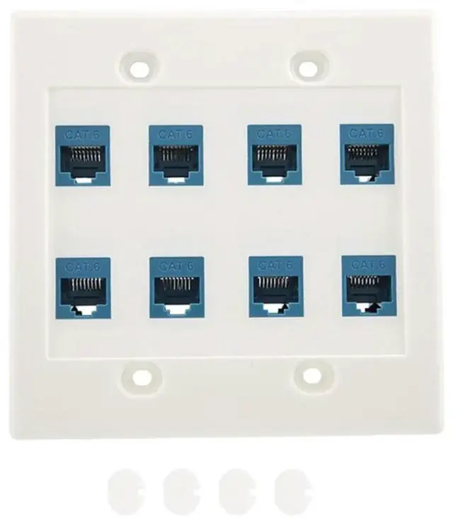 Alt view image 3 of 4 - Ageryu Ethernet Wall Plate 8 Port Double Gang Cat6 RJ45 Jack Network Cable Faceplate Rj45 Wall Plate