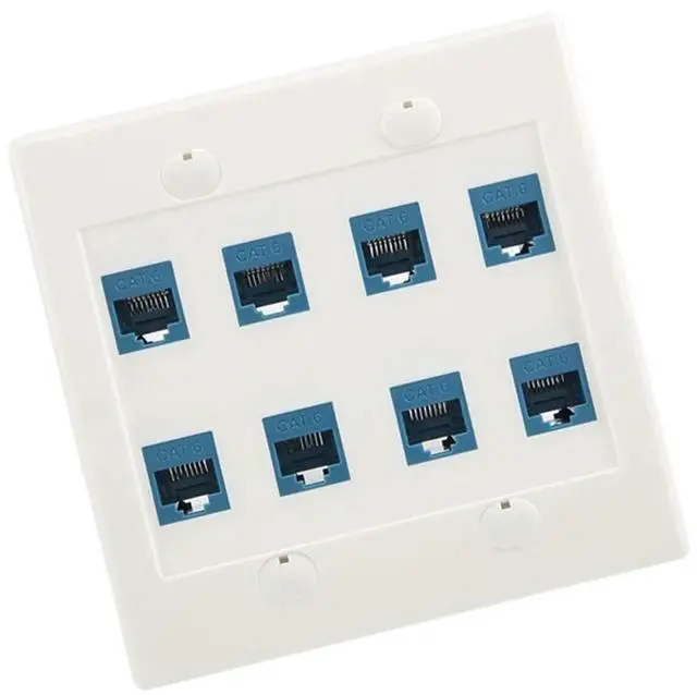 Alt view image 4 of 4 - Ageryu Ethernet Wall Plate 8 Port Double Gang Cat6 RJ45 Jack Network Cable Faceplate Rj45 Wall Plate