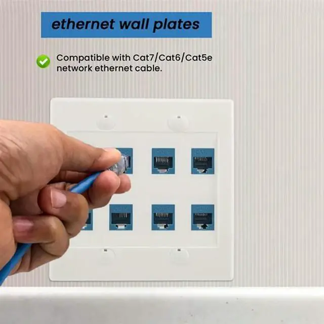 Alt view image 2 of 4 - Ageryu Ethernet Wall Plate 8 Port Double Gang Cat6 RJ45 Jack Network Cable Faceplate Rj45 Wall Plate