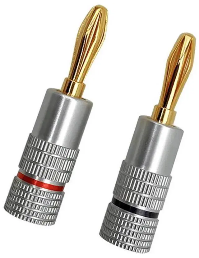 Alt view image 2 of 4 - Ageryu 1Set Banana Connector 4.5MM Banana Plug With Screw Lock For Audio Jack Speaker Plugs Black+Silver-N33R
