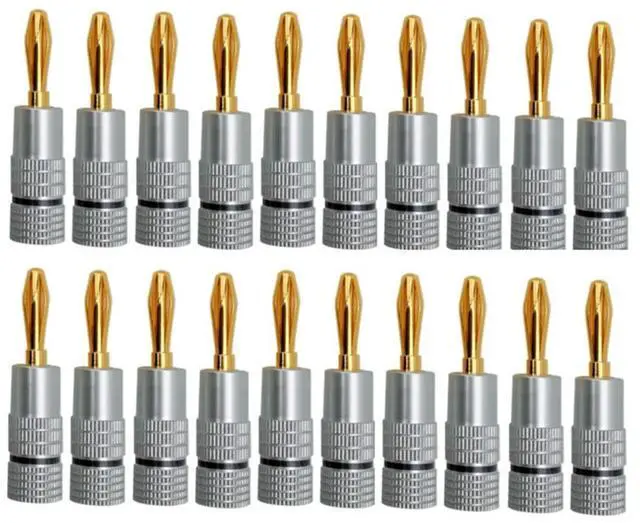 Alt view image 3 of 4 - Ageryu 1Set Banana Connector 4.5MM Banana Plug With Screw Lock For Audio Jack Speaker Plugs Black+Silver-N33R