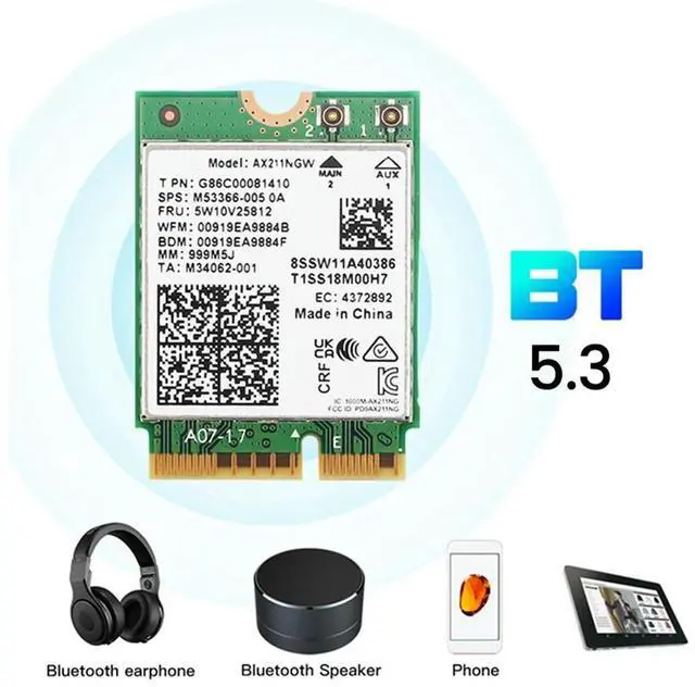 Alt view image 4 of 4 - AX211NGW WiFi 6E Tri Band 2.4G/5G/6Ghz Wireless Network Wifi Card Bluetooth 5.3 AX211 M.2 CNVio Wifi Wireless Card