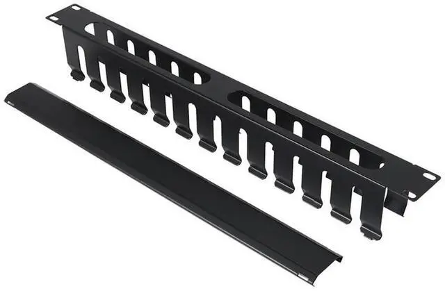 Alt view image 3 of 4 - Workmanshipp-1U Cable Management Horizontal Mount 19 Inch Server Rack , 12 Slot Metal Finger Duct Wire Organizer With