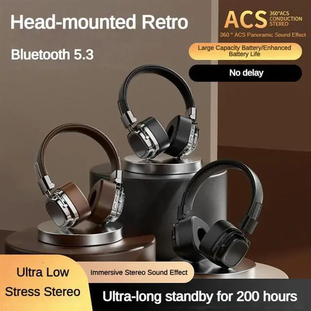 Alt view image 2 of 7 - Ageryu Retro Classic Over Ear Headsets Studio Stereo Bluetooth5.3 Wireless Headphones Touch Control Type C Earphones, Durable B-N33R