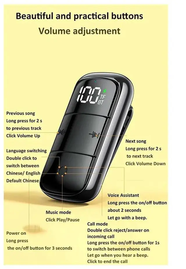 Alt view image 3 of 4 - Ageryu Bluetooth 5.3 Receiver Low Latency Gaming Headset ANC+ENC Noise Cancelling 3.5Mm AUX Wireless Audio Adapter With Mic