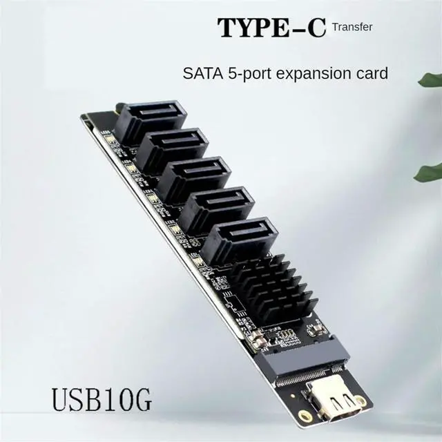 Alt view image 4 of 4 - TYPE-C to 5 Port SATA3.0 Adapter Card Riser Card JM575+JMS580 SATA3 6Gbps USB10G Chassis Server PC Computer Expansion