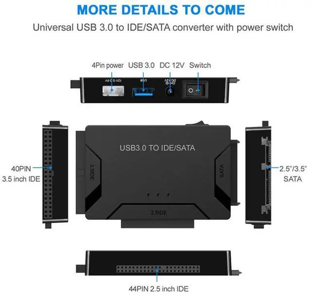 Alt view image 2 of 4 - SATA To USB IDE Adapter USB 3.0 2.0 Sata3 Cable For 2.5 3.5 Inch HDD SSD Converter IDE SATA Adapter,EU Plug