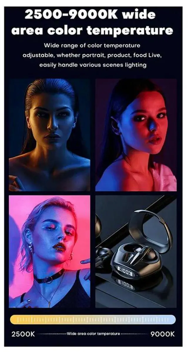 Alt view image 3 of 4 - Workmanshipp-M20 RGB Fill Light Magnetic Cell Double-Sided Selfie Light Clip-On Flat Light For Camera & Makeup Video C