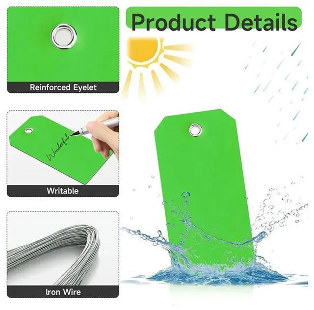 Alt view image 2 of 4 - Ageryu 200 Pieces 4 3/4Inch X 2 3/8Inch Plastic Shipping Tags With Wire Waterproof Tags For Labeling Plastic Tags Blank Tags