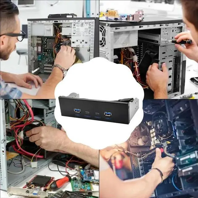 Alt view image 2 of 4 - USB3.2 TYPE-C 10Gbps Optical Drive Panel 2X USB GEN2+2X TYPE-C 3.5-Inch 5.25-Inch HUB 19PIN to C-Port Front Back Plug