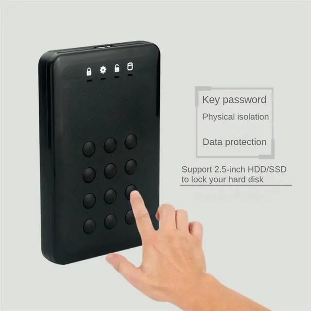 Alt view image 4 of 4 - Ageryu HDD Enclosure SSD Case Encrypted Hard Drive Enclosure 5Gbps USB3.0 SATA Hard Drive Enclosure for 2.5 Inch Hard Disk