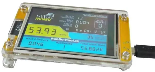 Main image of Nerdminer 2 Miner 55-60KH/S 2.8 Inch Display BTC Solo Lottery Miner Bitcoin BTC Miner Solo Nerd Miner With Case