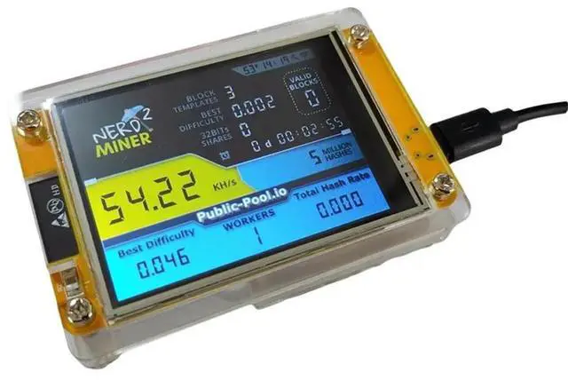 Alt view image 3 of 4 - Nerdminer 2 Miner 55-60KH/S 2.8 Inch Display BTC Solo Lottery Miner Bitcoin BTC Miner Solo Nerd Miner With Case