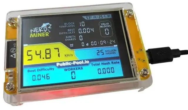 Alt view image 4 of 4 - Nerdminer 2 Miner 55-60KH/S 2.8 Inch Display BTC Solo Lottery Miner Bitcoin BTC Miner Solo Nerd Miner With Case