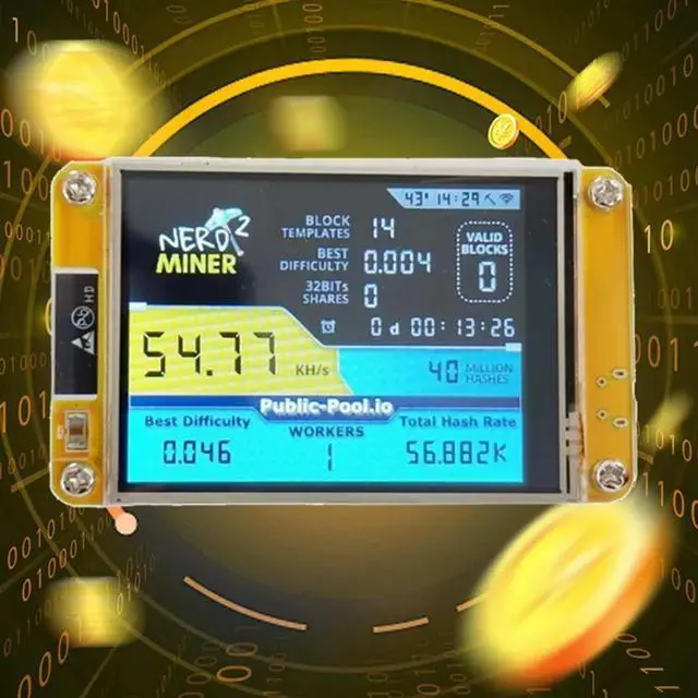 Alt view image 2 of 4 - Nerdminer 2 Miner 55-60KH/S 2.8 Inch Display BTC Solo Lottery Miner Bitcoin BTC Miner Solo Nerd Miner With Case