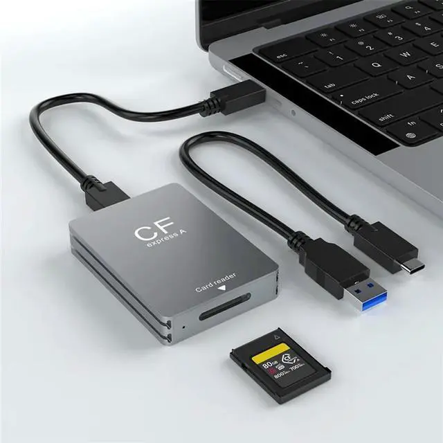 Main image of Ageryu Cfexpress Type A Card Reader Silver-Gray Aluminium Alloy With USB C To USB C/USB A Cable