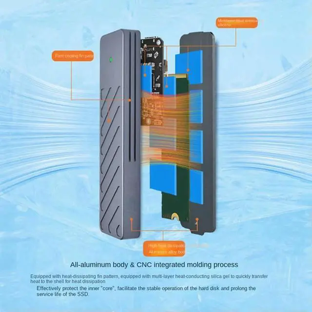 Alt view image 3 of 4 - Aluminum Alloy M.2 Case Type-C USB 3.2 Interface 10Gbps Nvme JMS583 Single Agreement With Dual Wires Computer Spare Parts Parts-