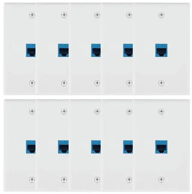 Alt view image 3 of 4 - 10 Pieces Ethernet Wall Outlet Plate Cat6 RJ45 Wall Plate Jack Female To Female Ethernet Inline Coupler Plates Ethernet-N33R