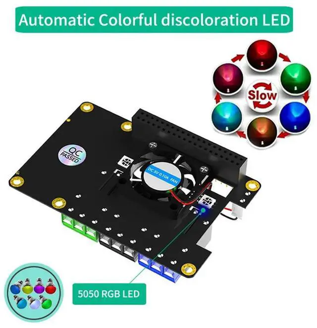 Main image of Rpi Power Relay Board Expansion Module Dual Cooling Fan Auto Color Changing LED For Raspberry Pi A+ 3A+ B+ 2B 3B 3B+ 4B Durable-