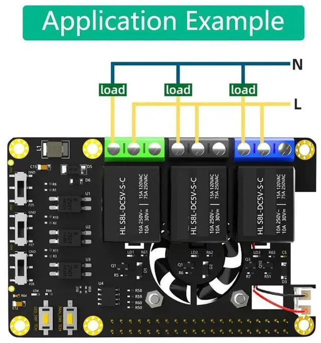 Alt view image 2 of 4 - Rpi Power Relay Board Expansion Module Dual Cooling Fan Auto Color Changing LED For Raspberry Pi A+ 3A+ B+ 2B 3B 3B+ 4B Durable-