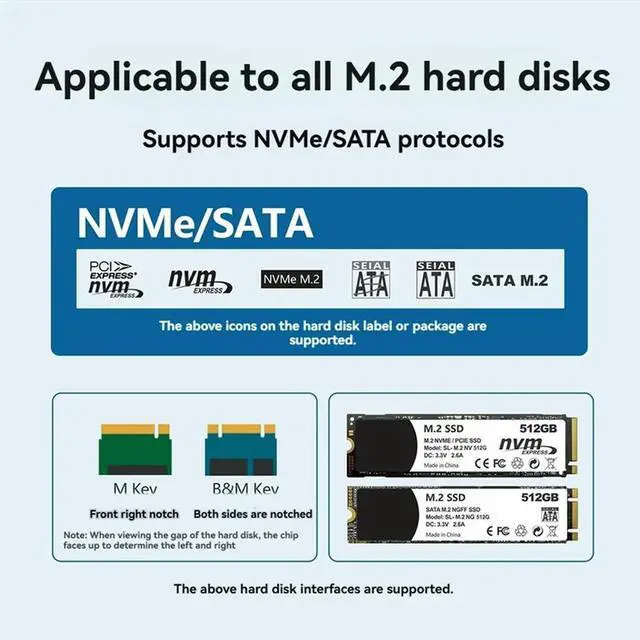 Alt view image 2 of 4 - Ageryu M.2 Nvme SATA SSD Enclosure Adapter Tool-Free USB 3.2 Gen2 20Gbps External Nvme To USB SATA M-Key / B+M Key