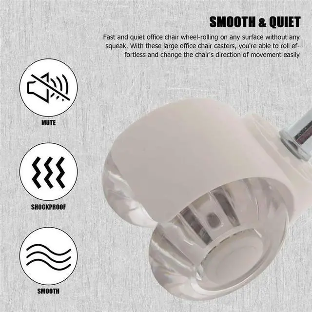 Alt view image 3 of 4 - 5Pcs Office Chair Casters Wheels 2 Inch Heavy Duty Mute Desk Chair Wheels Universal Fit Wheels For All Floors