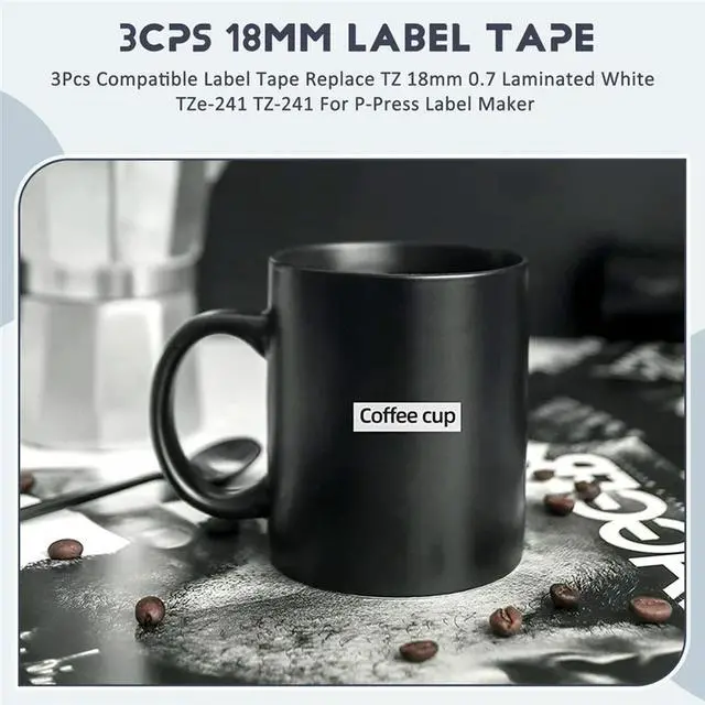 Alt view image 2 of 4 - Ageryu 3Pcs Compatible Label Tape Replace TZ 18Mm 0.7 Laminated White Tze-241 TZ-241 For Brother P-Press Label Maker