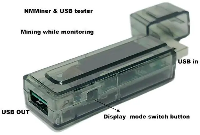 Alt view image 2 of 4 - Nmminer Miner 117KH/S USB Chain ESP32 Crypto Miner With Adapter BTC Solo Lottery Miner Ammeter USB-A Series Form Chain