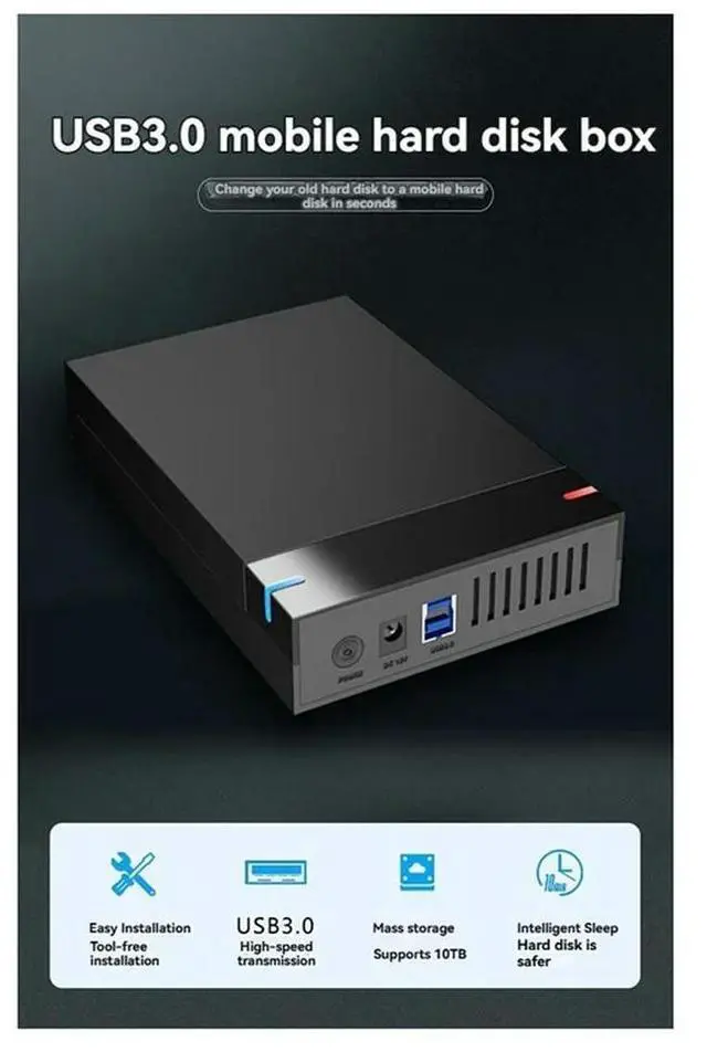 Alt view image 3 of 4 - Ageryu 3.5 Inch SATA To USB 3.0 HDD Case External Hard Drive Enclosure, High Speed Data Transfer HDD Box For PC And Laptop US PLUG-N33R