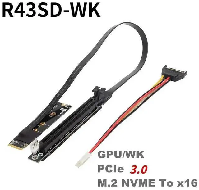 Alt view image 3 of 4 - M.2 Nvme To Pcie X16 Extension Cable Gen3 Riser Adapter Jumper Mining Cable For GTX RTX Graphics Video Card BTC Mining