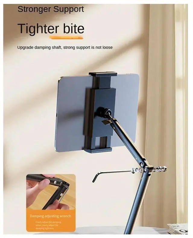 Alt view image 3 of 4 - Tablet Stand Adjustable Desk Portable Tablet Smartphone 360° Rotating Tablet Holder Durable Easy Install