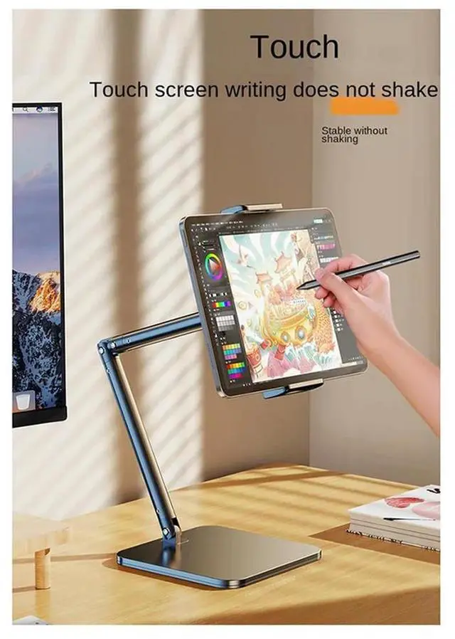 Alt view image 4 of 4 - Tablet Stand Adjustable Desk Portable Tablet Smartphone 360° Rotating Tablet Holder Durable Easy Install