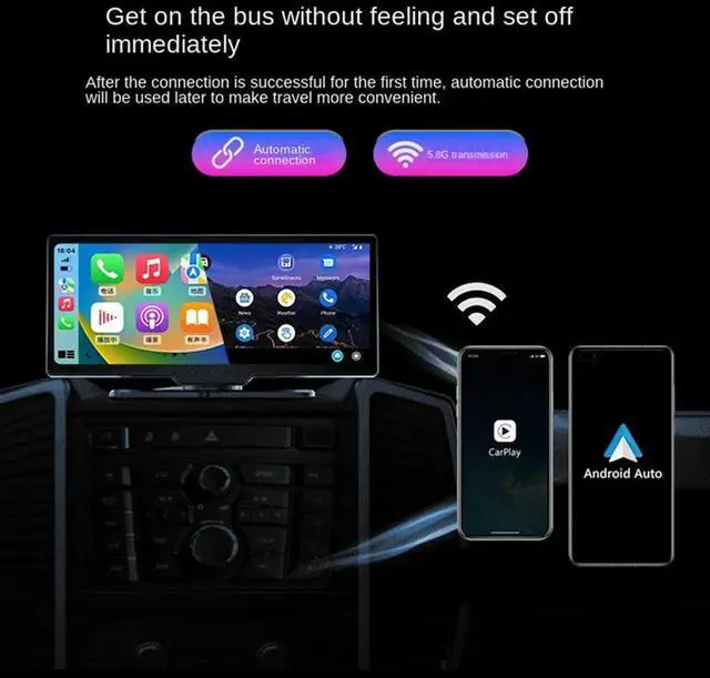 Alt view image 3 of 4 - 2 In 1 Wireless Carplay Adapter With RGB Lighting Car Adapter Seamlessly Convert Wired Android Auto To Wireless