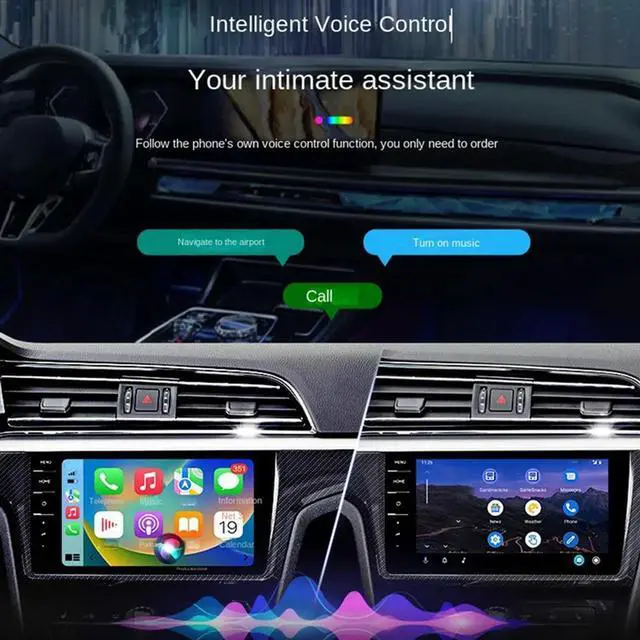 Alt view image 4 of 4 - 2 In 1 Wireless Carplay Adapter With RGB Lighting Car Adapter Seamlessly Convert Wired Android Auto To Wireless
