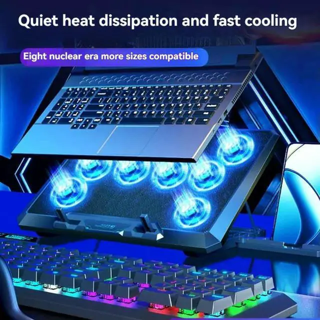 Alt view image 3 of 4 - Ageryu Laptop Cooling Pad With 8 Cooling Fan Laptop Cooler Fan With No Lights Notebook Cooler Stand With 5 Height Adjustable