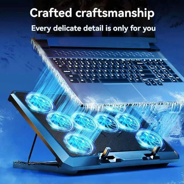 Alt view image 4 of 4 - Ageryu Laptop Cooling Pad With 8 Cooling Fan Laptop Cooler Fan With No Lights Notebook Cooler Stand With 5 Height Adjustable