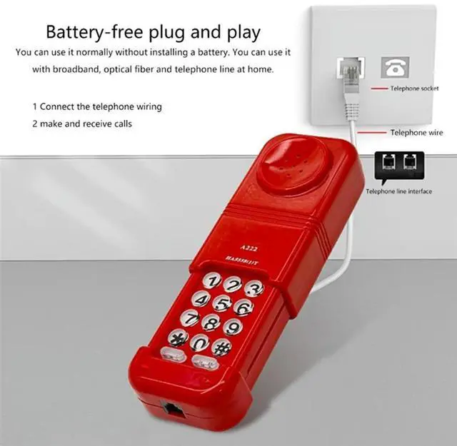 Alt view image 3 of 4 - Ageryu Telephone Landline For Hotel Corded Telephone Desktop Telephone With Telescopic Covers And Redial Function