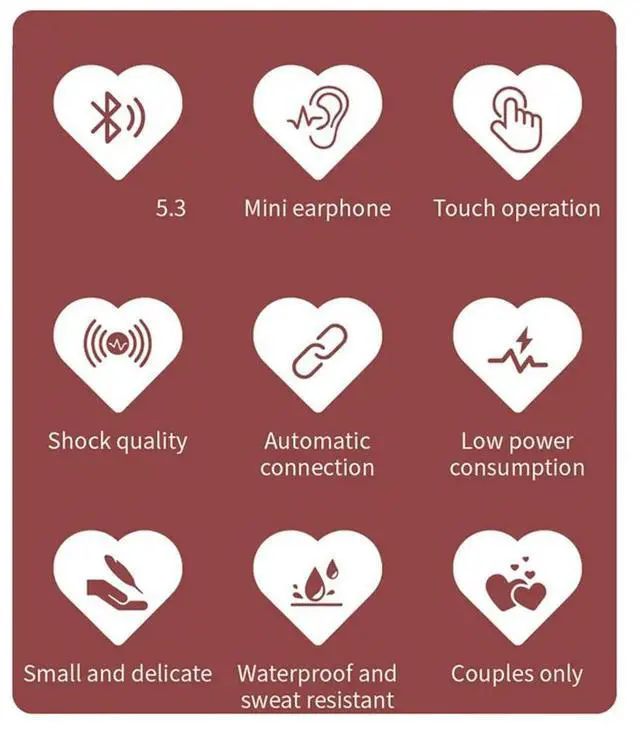 Alt view image 3 of 4 - Ageryu Wireless Bluetooth 5.3 Earphones Heart Shaped TWS Heart Shaped In-Ear Earbuds Couple Earphones Gamer Earphones-N33R