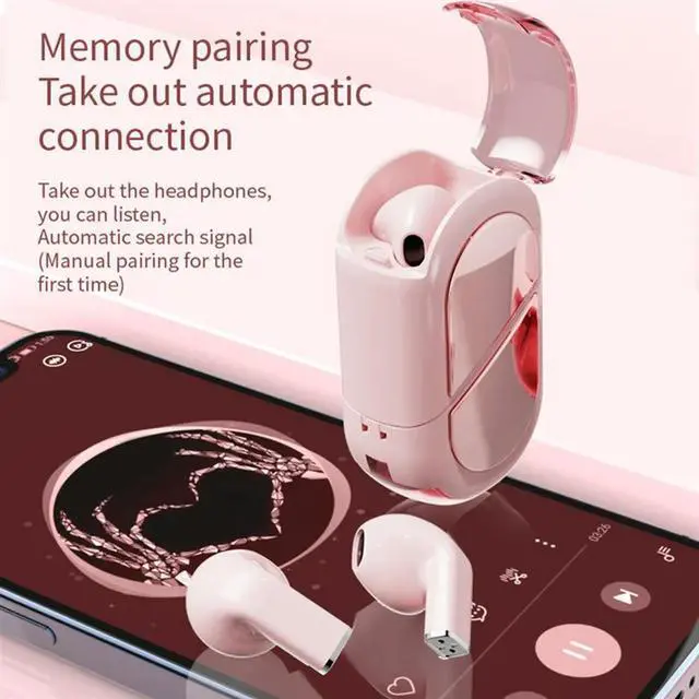Alt view image 4 of 4 - Ageryu Wireless Bluetooth 5.3 Earphones Heart Shaped TWS Heart Shaped In-Ear Earbuds Couple Earphones Gamer Earphones-N33R