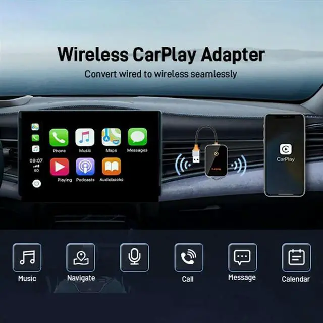 Alt view image 2 of 4 - Wireless Carplay Adapter For ,5.8Ghz Carplay Converts Wired To Wireless AI BOX, Plug & Play,Fit For Cars From 20