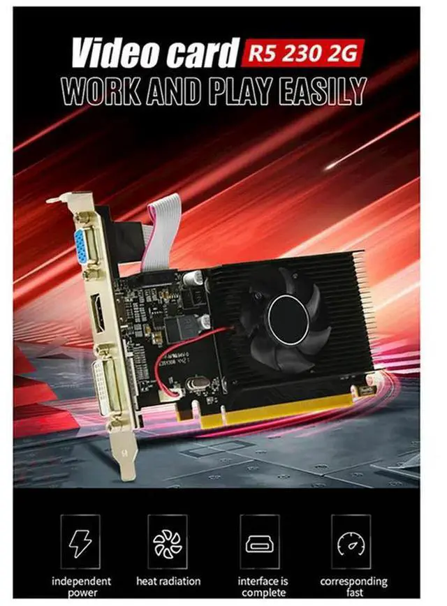 Alt view image 3 of 4 - Ageryu 1 Piece 625 MHZ 1066 MHZ 64 Bit 40 Nm 6 Pin 1920X1080 Video Card -Compatible DVI-D VGA Video Card Black