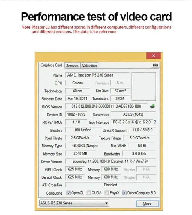 Alt view image 4 of 4 - Ageryu 1 Piece 625 MHZ 1066 MHZ 64 Bit 40 Nm 6 Pin 1920X1080 Video Card -Compatible DVI-D VGA Video Card Black
