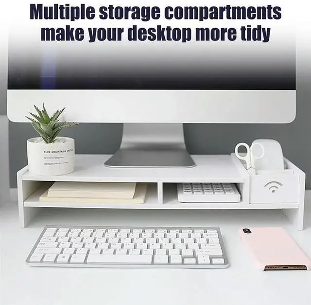 Alt view image 4 of 4 - Computer Monitor Stand Riser Multi-Function PC Laptop Holder Desk Organizer Shelf Easy Assemble For Home Desktop