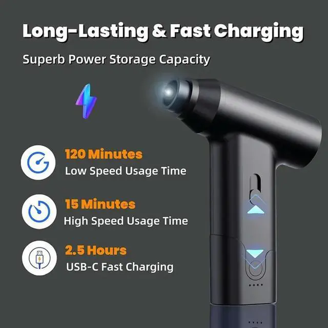 Alt view image 2 of 4 - Compressed Air Duster 11000RPM Portable Air Blower And Mini Cordless Vacuum Cleaner For Car Home Keyboard Computer