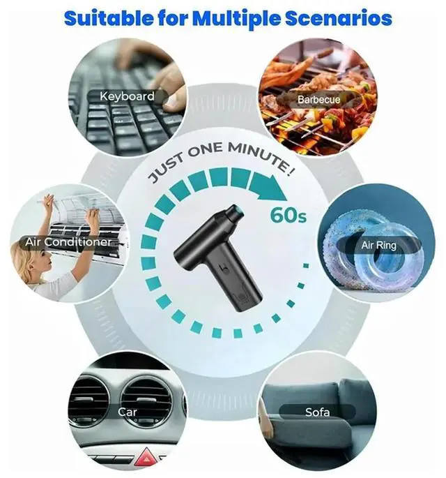 Alt view image 3 of 4 - Compressed Air Duster 11000RPM Portable Air Blower And Mini Cordless Vacuum Cleaner For Car Home Keyboard Computer