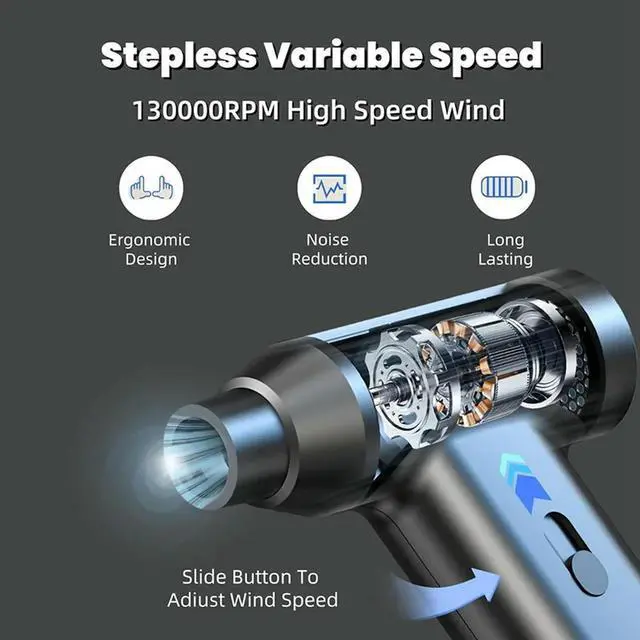 Alt view image 4 of 4 - Compressed Air Duster 11000RPM Portable Air Blower And Mini Cordless Vacuum Cleaner For Car Home Keyboard Computer